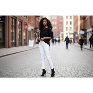 Black Knit Top with Shoulder Cutouts and Side Tie Detail